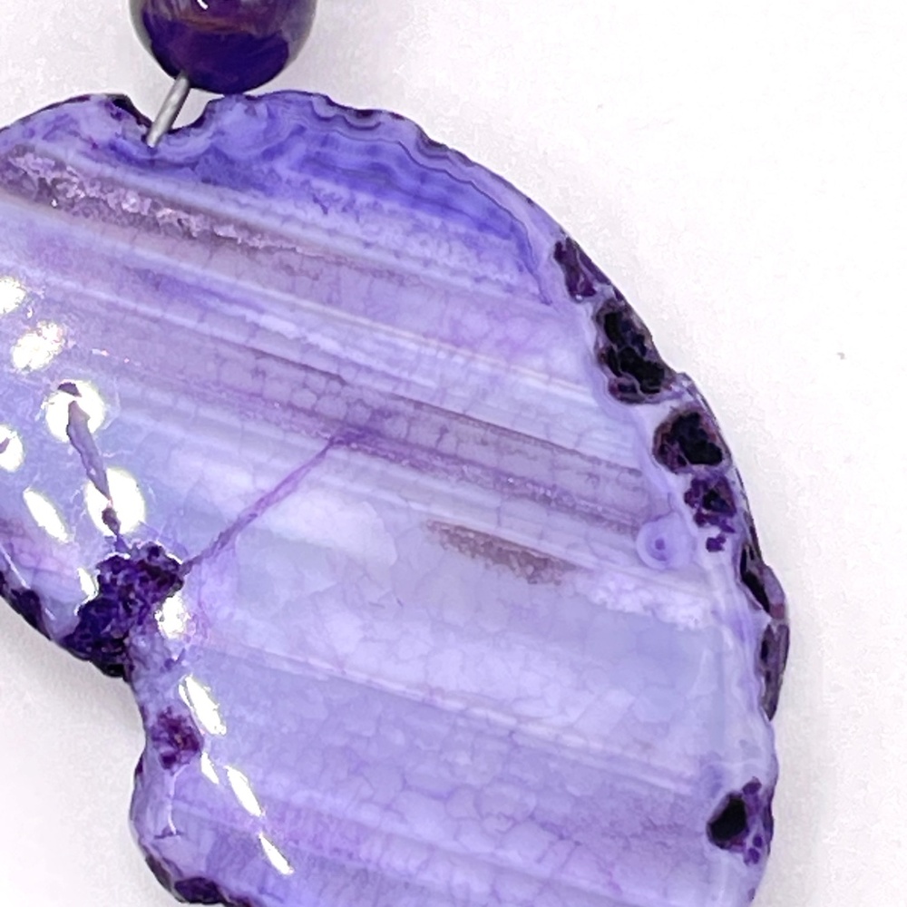 Barse Amethyst Purple Agate Slice Statement Necklace NIB - Picture 5 of 16